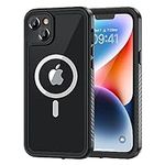 Lanhiem iPhone 14 Magnetic Case, Waterproof Dustproof Shockproof Case with Built-in Screen Protector Compatible with Magsafe, Full Body Protective Cover for iPhone 14 6.1 inch -Black