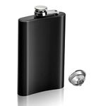 Hip Flask 8OZ, Hip Flasks for Women Men with Funnel, Alcohol Flask 304 Food Grade Stainless, Whisky Flask Fit for Hiking Party and Barbecue (Black)