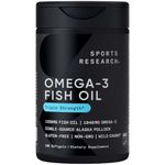 Sports Research Omega-3 Fish Oil From Wild Alaska Pollock (1250Mg Per Capsule) With Triglyceride Epa & Dha Fatty Acids|Heart, Brain & Joint Support|Ifos 5-Star Certified, Non-Gmo & Gluten Free (180Ct)