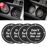 4 Pack Bling Car Coasters, 2.75 Inch Bling Crystal Rhinestone Diamond Soft Rubber Pad Set Round Auto Cup Holder Insert Drink Coaster Car Interior Accessories (Black-White)