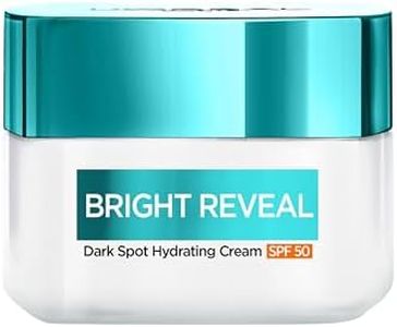 L'Oréal Paris Bright Reveal Dark Spot Hydrating Cream SPF 50 for Face, UV Filters with Patented Mexoryl 400, 5.6% Moisturising Complex and 2% Niacinamide, Protects Brightens and Evens Skin Tone, 50ml