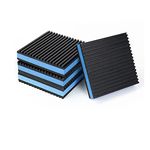 GCGOODS Rubber Anti-Vibration Pad, 4" x 4" x 7/8" Heavy Duty Ribbed Rubber with Blue EVA Center Isolation Pads for HVAC, Air Compressor, Treadmill, Washer and Dryer, Air Conditioner Units, Pack of 4