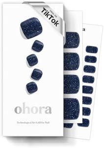 ohora Semi Cured Gel Pedi Strips (P Starry Night) - Red, Solid, Works with Any UV/LED Nail Lamps, Salon-Quality, Long Lasting, Easy to Apply & Remove - Includes 2 Prep Pads, Nail File & Wooden Stick