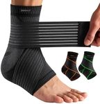 Ankle Support Brace strap for Ligament Damage, Sprained Ankles, plantar fasciitis & Achilles Tendonitis Relief Compression Support for Women, Men, and Athletes Foot Brace for Sports (1, Black, L)