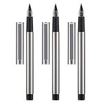 Jinhao 65 Fountain Pen 3 PCS Set, Iridium Ultra Fine & Extra Fine & Fine Nib, Smooth Writing Pen with Converter (Silver Color)