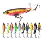 Nuguri Topwater Popper Fishing Lures Whopper Lures Bass Lures with Floating Rotating Tail Barb Treble Hooks Artificial Hard Bait Swimbait Lures for Bass Trout Walleye Pike Musky