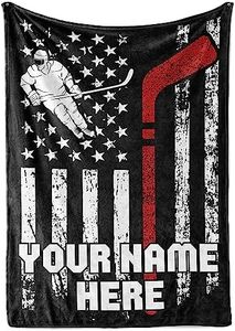 Personalized Hockey Blanket for Boys | Soft & Warm Throw Blanket | Custom Blanket for Athletes and Sports Fans | Personalized Blanket for Couch | Birthday & Christmas (Fleece – 60x80)