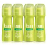 Ban Unscented Roll-on Antiperspirant Deodorant, 24-Hour Protection, Pack of 4