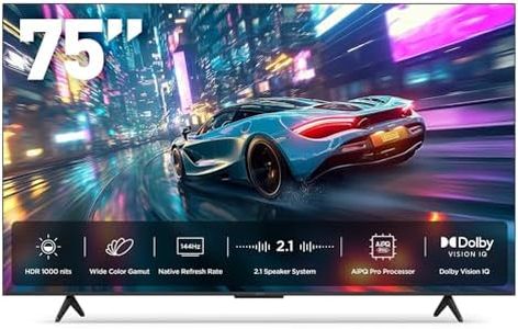iFFALCON 75-Inch Class U85 Series QD-Mini LED 4K UHD Google Smart TV - QLED, HDR 1000 nits, 7000:1 Contrast, 144Hz Game Mode Pro, 288Hz DLG, Dolby Vision IQ, Dolby Atmos, Slim Unibody (75U85, 2025)