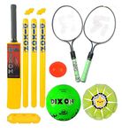 Toyshine 3 in 1 Super Sports Combo for Age 3 - 7 Years | Cricket | Badminton | Football -Multi Color