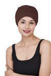 The Headscarves Women Silky Soft Bamboo Viscose Sleep Cap for Hair Loss Chemo Headwear Skull Cap Free Size (Multicolor) (HS3_Brown)