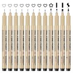 Svalor Fineliners Pens, 12 Piece Micron Fine Liner Pens Black with 12 Different Line Widths, Drawing Pens for Artists, Black Fineliner Pens for Illustration, Sketching, Technical Drawing