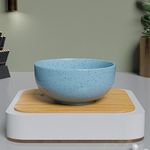 The Earth Store Sky Blue Marble 500ML Ceramic Bowl Dishwasher & Microwave Safe Bowl Mixing Bowl for Snacks, Pasta, Rice, Dal, Fruits, Salad, Noodles, Maggi and More Snack Bowl- Set of 1