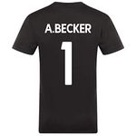 Liverpool FC Boys A.Becker 1 Poly T-Shirt Black Red Stripe 8-9 Yrs