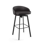 Amisco Cruz 26 in. Swivel Counter Stool - Charcoal Black & Brown Faux Leather/Black Metal