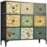 LYNCOHOME Chest of Drawers, 9 Drawer Fabric Bedroom Dresser Storage Drawrs, Storage Organizer Unit for Bedroom, Living Room, Entryway, Nursery