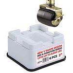 iPrimio V Shape White Square Bed & Furniture Riser – 6 Pack 2 Inch Lift and Supports Upto 8,000 Pounds – Anti Slip Grip to Castor Wheels - for Couch, Desk, Tables, Chairs- Protect Floors, Surfaces