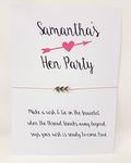 Personalised Bride Tribe Wedding Wish Bracelet Friendship Hen Party Favour - Black Text/Pink Arrow D1 (10)