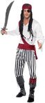 Smiffys Men's Pirate Man Costume, Shirt, Pants, Headpiece & Belt, Pirate, Serious Fun, Size L, 25783