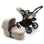 Bugaboo Donkey 5 Mono, Convertible Into Side by Side Double Stroller, Improved Design, Reversible Seat, One Hand Steering and Side Basket, Desert Taupe