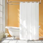 Seenus Waterproof Fabric Stall Shower Curtain Long with 3 Magnets, 54 x 78 inch Washable Cloth Shower Liner with 9 Hooks, Narrow White Bathroom Curtains for Standing Shower