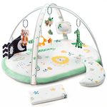 Lupantte Baby Play Mat with Replaceable Washable Mat Covers, Activity Gym Mat for Baby Tummy Time with Toys for Visual, Hearing, Touch, Cognitive Development for Newborn Baby to Toddler as Gift