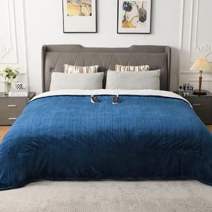 WOOMER Heated Blanket King Size,Durable Flannel and Soft Sherpa,Dual Control,84” × 90” Electric Blanket, 10 Heat Levels&0.5-12h auto-Off, Overheat Protection,Energy Efficient