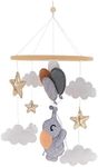 Promise Babe Mobile Baby Wind Chimes Clouds Star Moon Baby Mobile with Elephant Handmade Crochet Cute Animal Wind Chime Bed Bell Pendant for Hanging Baby Bed Nursery Changing Table Decoration