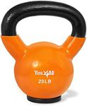 Yes4All Vinyl Coated Kettlebell with Protective Rubber Base, Strength Training Kettlebells for Weightlifting, Conditioning, Strength & Core Training (20Lb - Orange)