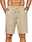 COOFANDY Men's Casual Shorts Khaki 9 inch Regular Fit Beach Summer Shorts Lightweight Elastic Waist Drawstring Shorts