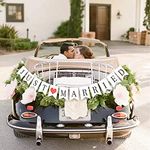 AONAT JUST Married Wedding Banner Letter Pull Flag, Wedding Hanging Decoration, Retro and Rustic Hanging Letter Flag, Wedding Banquet Decoration, or Wedding Photography Photo Booth