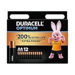 Duracell Optimum AA Batteries (12 Pack) - Alkaline Batteries 1.5V - Up To 200% Extra Life or Extra Power - Meets Demands Of Modern Devices - 100% Recyclable, 0% Plastic Packaging - LR6 MX1500