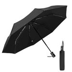 HOMFIL Umbrella Automatic Open Travel Umbrella with Wind Vent, Umbrella Big Size for Men, Women, Girls& Kids, Umbrellas for Sun Protection for Rain Waterproof Windproof UV Protection 3 Fold - Black