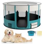 Foldable Playpen for Dogs, 110cm*110cm Waterproof Portable Dog Cat Crate Pet Exercise Kennel Tent, Puppy Kitten Cage with Shade Cover, Indoor House Outdoor Travel Use for Dog, Cat, Rabbit, Large