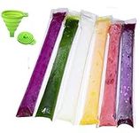 120pcs Ice Popsicle Molds Bags Pop Mold Pouch with Zip Seals get Foldable Funnel Free, 11"x2" DIY Zip-Top Ice Pop Pouches for Gogurt, Ice Candy or Freeze Pops, BPA Freezer Tubes for Kids and Adults