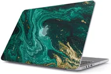 BURGA Hard Case Cover Compatible with MacBook Air 13 Inch Case, Model: A1466 / A1369 13-13.3 Inch 13" Emerald Green Jade Stone High Fashion Luxury Gold Glitter Marble Cute for Girls