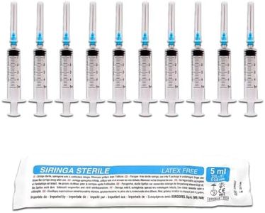 10 jeringas estériles de 5 ml/cc con 23Ga - 1¼ - Ø 0,6 mm - envasadas individualmente - Medición para laboratorios científicos, inyector para animales domésticos, suministro de tinta o pegamento