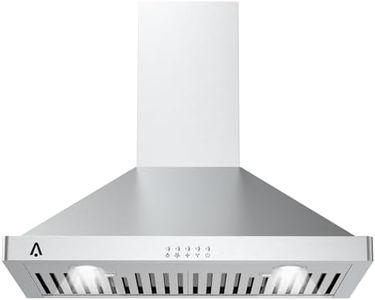 GarveeTech Wall Mount Range Hood, Range Hoods 30 inch Stainless Steel, 400 CFM Kitchen Hood with LED Light Baffle Filters, 3 Speed Exhaust Fan Vent Hood, Button Control