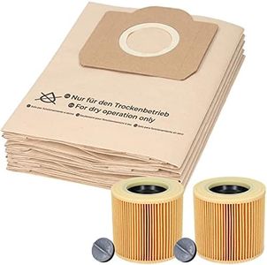 McFilter 20 sacs d'aspirateur et 2 filtres à poussière adaptés pour aspirateur Kärcher WD3 et MV3. Alternatives pour les sacs d aspirateur 6.959-130.0 et la cartouche filtrante 6.414-552.0.