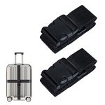 HUSAIHU 2 Pack Luggage Straps Suitcases, Adjustable Travel Suitcase Belt Luggage Connector Straps, Webbing & Heavy Duty Luggage Strap w/Buckles, Personalised Luggage Straps Suitcases Packing (Black)