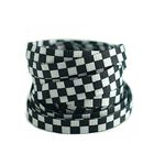 DECKER Flat Wide 10mm Shoelaces 2 Pairs Black White Checkered Lace for Roller Skates Hockey Skates Boots and Regular Shoes, Checkered Black White, 72"(183 cm)