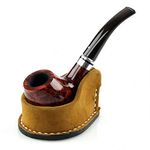 Genuine Leather Smoking Pipe Stand Rest Handmade Tobacco Pipe Rack Holder Fit Most Pipes (Brown)