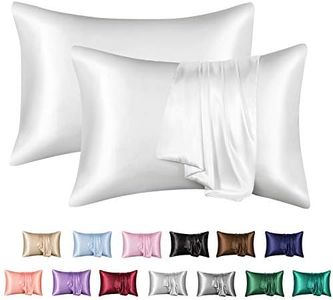 MR&HM Satin Pillowcase for Hair and Skin, Silk Satin Pillowcase 2 Pack, Queen Size Pillow Cases Set of 2, Silky Pillow Cover with Envelope Closure (20x30, Ivory)