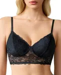 Avidlove Lace Bra Sexy Bralettes Womens Half Cups Wireless Bras Double-Layered Soft (Black,M)