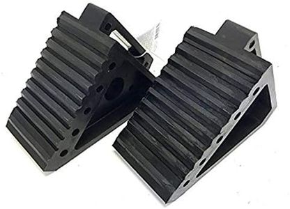 MAXXHAUL 70472 Solid Rubber Heavy Duty Black Wheel Chock 2-Pack, 8" x 4" x 6"