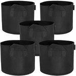 FiveSeasonStuff 5 Gallon Grow Bags Upgraded Heavy Duty Handles, 5 Pack Reusable Breathable Planters