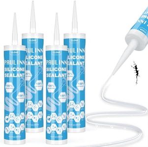 PAULINN Clear Silicone Sealant Waterproof 100% Silicone Caulk for RV, Kitchen, Bath, General Use, Window, Door, Glass, Marine, 10.2 Oz, 4 Packs