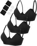 HOFISH Women's Maternity Nursing Bra Wirefree Push Up Bras 3PACK Black M