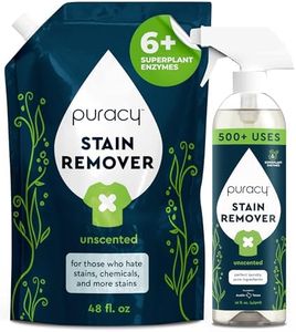 Puracy Laundry Stain Remover Refill - Powerful Plant-Based Stain Treater for Removal of Fresh & Set-In Stains - Carpet Stain Remover, Baby Stain Remover, Stain Remover Laundry, 16oz Spray+48oz Refill