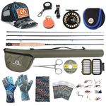 Maxcatch Amigo Fly Fishing Rod and Reel Combo 9FT 4-Piece 4/5/6/7/8 Weight Complete Fishing Outfit (Amigo Rod+ Tino Fly Reel, 5wt-9' 4pc Rod, 5/6 Reel New)